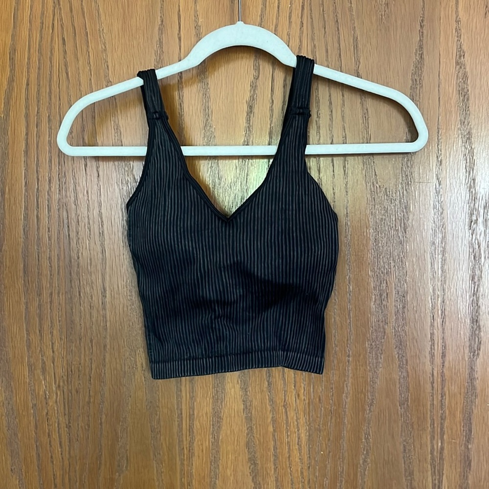 Black Wishlist ribbed crop top tank with padding